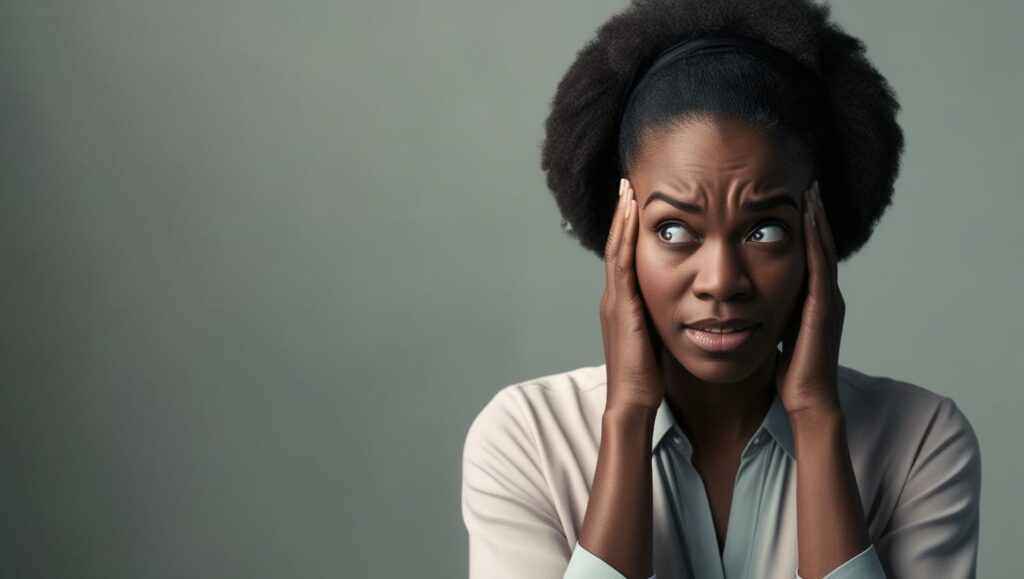 Femme qui doute de sa préparation à l'oral